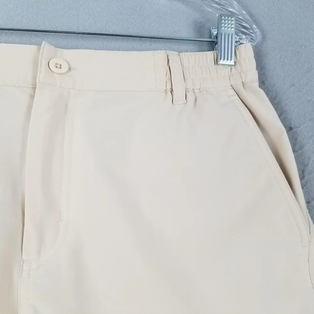 Caddy Cart Golf Shorts Mens Large Beige Elastic Waist Stretch Performance Tech‎